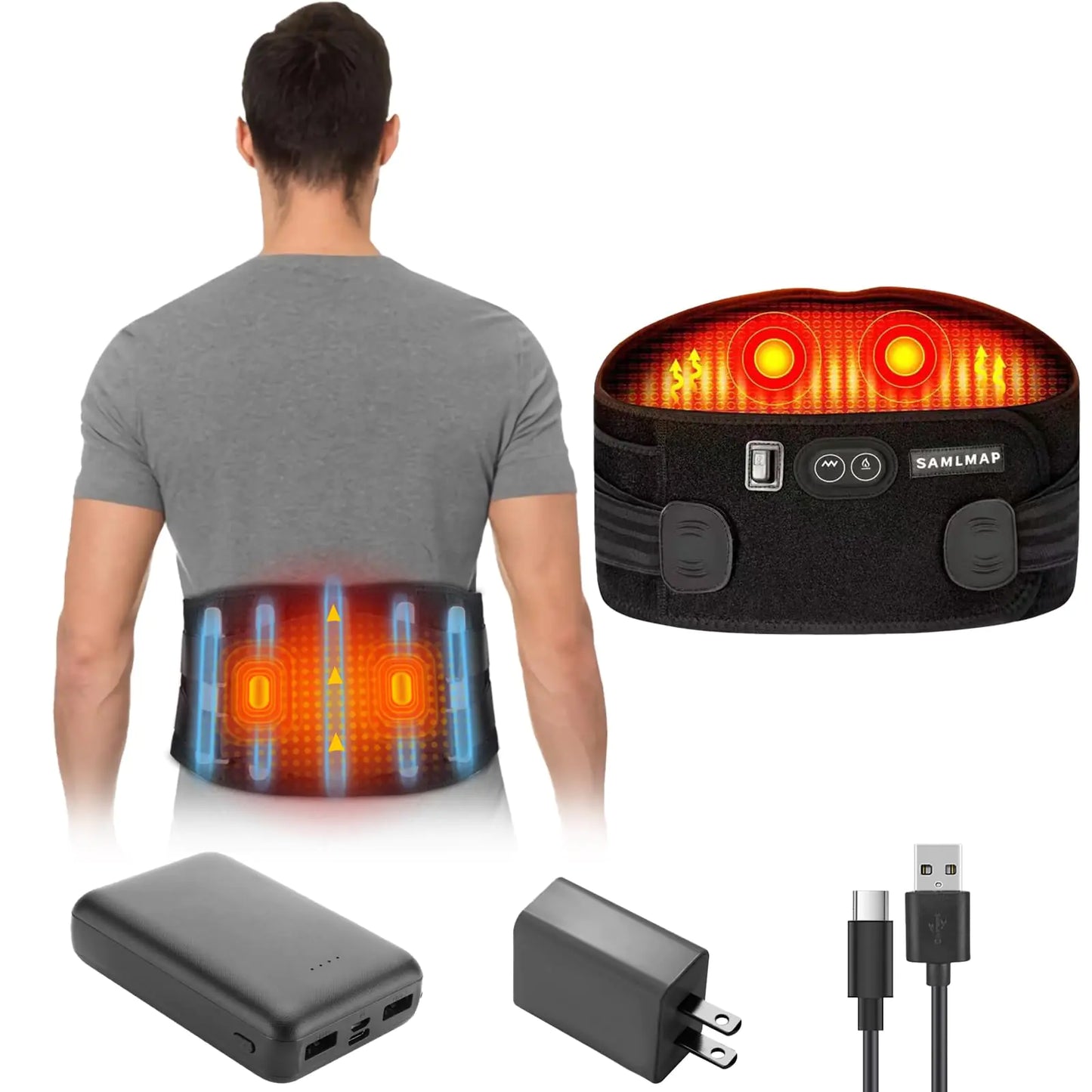 Cordless Heated Back Brace for Lower Back Pain